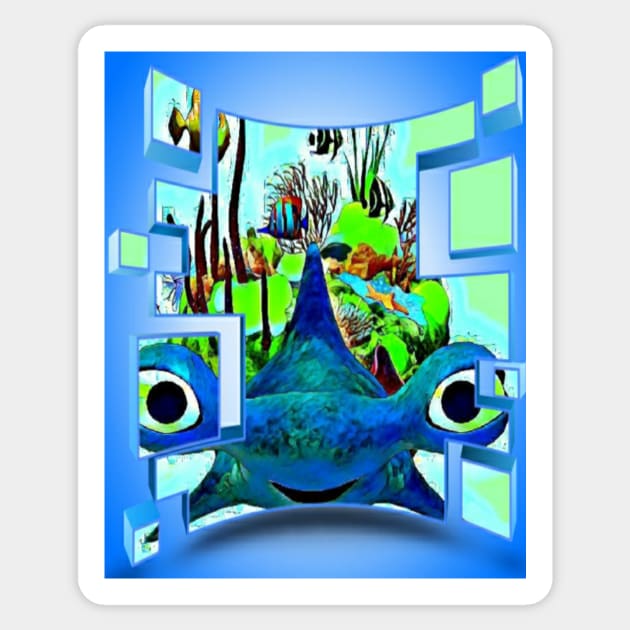Sharky Ocean Life abstract Sticker by SilverPixieArt